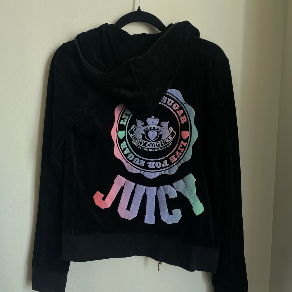 Juicy Couture Black Velour Hoodie Y2K